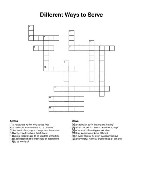 Fit to serve is a crossword puzzle clue. Clue: Fit to serve. Fit to serve is a crossword puzzle clue that we have spotted over 20 times. There are related clues (shown below).